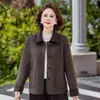 2026 Roupa para Mãe Estilo Primavera e Outono Jaqueta Lapela de Alta Qualidade Top Roupa para Mulheres de Meia-Idade Outono Fina Confortável Jaqueta de Lã