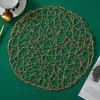 Novo Palito de Papel Dourado em PVC Tapete Redondo Tecido com Recorte de Arte Decorativa Tapete de Mesa Porta-Copo Fornecimento Direto da Fábrica Atacado