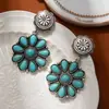 Pendientes de Flor Turquesa de Venta Caliente Transfronterizos Pendientes de Estilo Étnico Retro de Gama Alta Joyería para Orejas de Fiesta de Industria Pesada Incrustada con Diamantes para Mujer