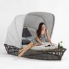 Conjunto Creativo de Sofás para Exteriores para Alojamiento, Popular en Redes Sociales, Cama Lounge para Piscina de Hotel Resort Nido de Pájaro de Ratán en la Costa de Bali