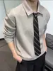 Moletom com Gola Polo Estilo Old Money Masculino 2026 Nova Versão Coreana Cleanfit Moda Casual Camisa Polo Top