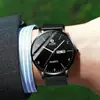 Reloj de Cuarzo Djijie Silencioso Moderno Luminoso Versión Coreana Doble Calendario para Hombres, Adecuado para Estudiantes y Estudiantes de Secundaria