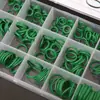 TEMU/Amazon aire acondicionado transfronterizo 270 piezas anillo de goma de sellado tipo O verde caja de reparación de 18 compartimentos resistente al desgaste y a altas temperaturas