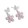 Novos brincos de borboleta flor zircônia rosa doce fresca brincos de temperamento Joker high-end de luxo leve atacado