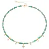 Collar Colgante de Cobre con Piedra Natural Azul-Morado Arvaleff Estilo Étnico Vintage Agradable Gargantilla de Perlas de Nicho para Mujeres