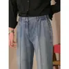 Jeans Retro Americanos para Hombre, Pantalones Casuales Versátiles de Pierna Recta a la Moda, Pantalones Cortos Elásticos de Cintura Estilo Británico para Negocios