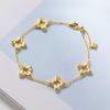 Plata S925 Exquisito Minimalista Estilo Ins Deslizante Incrustado de Diamantes Cepillado Estrella Suerte Trébol de Cuatro Hojas Pulido Satinado Pulsera S8221