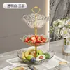 Prato de Frutas de Três Camadas Levemente Luxuoso, Prato para Lanches e Frutas Secas para Sala de Estar, Prato em Formato de Pétala, Prato de Frutas para Mesa de Centro de Casa, Bandeja de Exibição e Armazenamento, Atacado