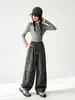 Calça cargo larga e estilosa de estilo coreano com bolsos tridimensionais para meninas, calça comprida de corte solto, calça longa casual versátil para primavera e outono