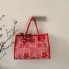 Bolsa de mano grande y muy atractiva para bodas para novias, bolso de mano rojo con personajes "felices" como regalo de boda