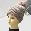 Chapéu de Tricô com PomPom Quente Moda Transfronteiriça para Mulheres Outono e Inverno Chapéu de Lã Tricotado com Flocos de Neve Espessado com Pelúcia Proteção para Orelhas