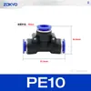 Conector neumático de plástico azul en T PY6 tubo de gas inserción rápida PW junta rápida PEG12-8/4/10 reductor