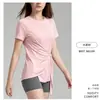Top de Yoga Cruzado de Nuevo Estilo para Cintura Ajustable para Mujer, Secado Rápido, Transpirable, Ajuste Delgado, Cubierta Deportiva, Camiseta de Manga Corta para Fitness, Running, Yoga