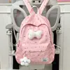 Mochila fresca y sencilla de lunares con lazo para mujer, nuevo modelo 2026, mochila versátil de gran capacidad para estudiantes de secundaria y preparatoria
