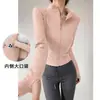 Chamarra de Yoga para Mujer Cardigan con Cremallera Moldeadora Adelgazante Manga Larga Agujeros para Pulgar Exterior Correr Ciclismo Levantamiento de Pesas Aeróbicos Versátil