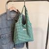 Bolsa de Estudiante Clase Cuadros Casual Gran Capacidad Mujer 2025 Nueva Bolsa Tote Bolsa Casual para Compras Bolsa