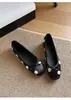 Zapatos de Ballet con Lazo de Lunares Estilo Francés 2026 Primavera Temprana Nuevo Estilo Zapatos Mary Jane de Satén Fruncido con Lunares