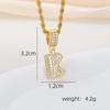 Venda Quente Transfronteiriça Moda Cobre Zircônia Banhado a Ouro 18K Pingente de Letra Escada Quadrado Doce de Rocha 26 Letras Inglesas Colar