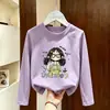 Linda camiseta de manga larga para niñas, nueva de 2026, elegante y dulce para primavera y otoño, top de algodón puro estilo coreano para niños