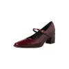 Suela silenciosa, zapatos elegantes para el trabajo, Mary Janes de cuero de alta calidad, colección otoño 2026, tacón medio grueso, punta cuadrada, cuero genuino, diseño de una sola correa