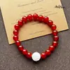 Pulseira de Cristal Natural, Ágata Vermelha Natural, Fantasma Floco de Neve, Joia Fashion e Versátil, Venda Direta do Fabricante