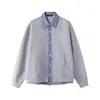 Sudadera cárdigan retro americana de dos piezas falsas para hombre, primavera y otoño, cuadros, retazos, corte limpio, estilo casual, chaqueta para pareja