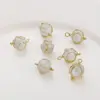 Alambre de Cobre Chapado en Oro de 14K Envuelto Alrededor de Piedra Ojo de Gato Perla Redonda Colgante Pequeño Pendiente Hecho a Mano DIY Accesorios para Pendientes Colgantes de Perlas