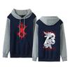 Comércio exterior Moletom com capuz masculino e feminino Espada Vento Lendário Berserk Cor de contraste forrado de lã Suéter Casal