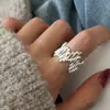 Anel Liso em Prata de Lei S925 Anel com Flor Escovada e Zircônia Anel Aberto para Dedo Indicador Feminino de Nicho Alto Padrão Não Desbota Atacado