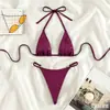 Bikini sexy estampado de dos piezas europeo y americano para mujer, conjunto de triángulo adelgazante para vacaciones en la playa, traje de baño bikini