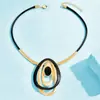Collar con Colgante Ovalado Anillo Retro Moda Europea y Americana Encanto Creativo Exquisito Exagerado Joyería