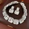 Brincos Pingente Gota d'Água com Strass Estilo Coreano, Corrente para Clavícula da Moda Versátil, Conjunto de Joias de Luxo Leve de Alta Qualidade