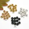 Ouro 18K Colorido Borboleta Tridimensional Trevo de Quatro Folhas Espaçador Torcido Contas Curvas Gravadas Peça Redonda Joia Miçangas Acessório Perfurado
