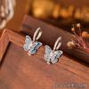 Aretes de Mariposa de Perla de Oro Real Galvanizado con Aguja de Plata S925, Aretes Femeninos y Elegantes de Gota de Agua, Collar Pequeño Fresco y Versátil