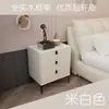 Lámpara de Foco Lujo Moderno Pizarra Cuero Mesita de Noche Gabinete de Tres Cajones Cama de Celebridad de Internet de Gama Alta Italiana Mesita de Noche de Madera Maciza