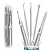 Cuchara para recoger uñas de acero inoxidable de fábrica, juego de 3 piezas con dispositivo de doble cabezal para pulir uñas de los pies, lima de uñas, herramienta de pedicura