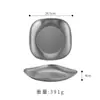 Plato Cuadrado de Acero Inoxidable Estilo Coreano, Plato Plano Poco Profundo para Barbacoa, Bandeja Dorada Comercial, Plato para Frutas, Plato para Hot Pot