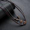 Collar de Cuero Ojo de Tigre para Hombre Lujo Ligero Vintage Elegante Apilado Cadena de Lana Maillard para Mujer Joyería de Moda Versátil de Alta Gama