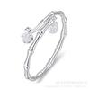 Nuevo Pulsera de Bambú Plateado Estilo Chinoiserie para Mujer, Simple Segura y de la Suerte, Pulsera Ajustable de Empuje y Tirón de Bambú, Arenado y Grabado 999