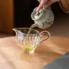 Divisor de Té de Vidrio Rayado Vertical de Gama Alta del Fabricante con Asa para Uso Doméstico, Adecuado para Juegos de Té Kung Fu, Taza para Compartir Té, Taza de Justicia
