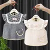 Bata de Bebê, Avental de Alimentação Infantil, Babador Impermeável, Vestido de Verão Fino Sem Mangas para Menina, Bata Princesa (para usar dos dois lados)