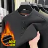 Sudadera con Forro Polar para Hombre, Nuevo Estilo de Invierno, Color Sólido, Cuello Semi Alto, Casual, Gruesa, Suave, Amigable con la Piel, Camisa Base para Hombres de Mediana Edad