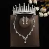 Coroa elegante de noiva Mori Super fada cocar conjunto de três peças novo colar acessórios de casamento brincos de aniversário casamento mulheres