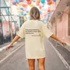 Comercio Exterior Sitio Web Independiente Transfronterizo Tops para Mujer Cuello Redondo Manga Corta Estampado de Letras de Dibujos Animados Camiseta de Algodón Camiseta Casual de Verano