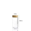 Botella de vidrio de borosilicato alto con un diámetro de 47 mm, tapa con veta de madera, botella de vidrio sellada, botella de empaque visualizable para pastillas y polvo, venta al por mayor