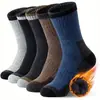 Calcetines Populares para Hombre de Tallas Grandes Transfronterizos para Otoño e Invierno, Calcetines Gruesos de Lana, Calcetines Cálidos de Cachemir con Forro de Felpa, Calcetines Largos de Tubo Alto Zhuji