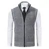Chaleco de Punto para Hombre con Cuello Alto, Chaleco Suéter sin Mangas, Chaqueta Chaleco Gruesa con Cremallera, Colección Otoño e Invierno 2023 Transfronteriza