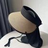 Sombrero Parasol y Protector Solar Sombrero de Copa Vacía para Niños Plegable Verano Nuevo Estilo Sombrero para el Sol Styline A Prueba de Rayos UV Sombrero de Ala Ancha con Pegamento Negro