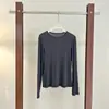 Camiseta Clásica de Manga Larga con Cuello Redondo Estilo Coreano de Lana Modal Seda para Mujer Primavera Delgado Versátil Camisa Base