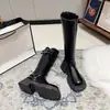 Botas de Cano Alto Estilo Coreano para Mulheres, Modernas e Versáteis, com Zíper Traseiro, Botas Martin de Solado Grosso Emagrecedoras, Novo Modelo para Outono e Inverno 2025